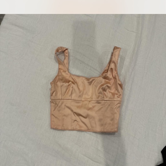 Aritzia Tops - Satin Nude Crop Top